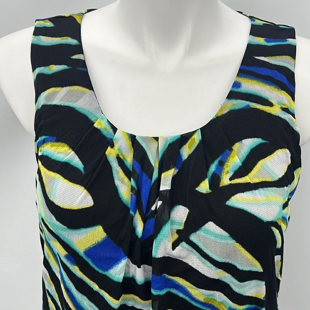212 Collection pleated neckline mesh sleeveless top - Picture 2 of 4
